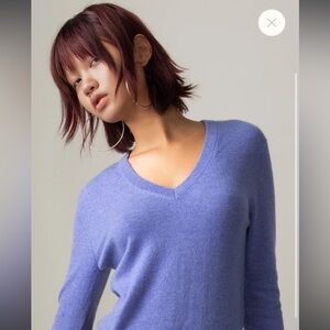 Kiltane Wisteria Blue Purple 100% Pure Scottish Cashmere V-Neck Sweater XL NWT